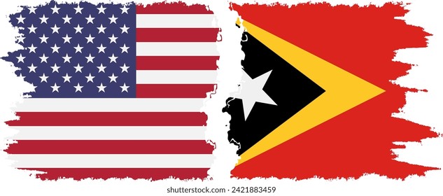 Timor-Leste - East Timor and USA grunge flags connection, vector