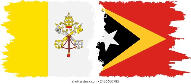 Timor-Leste - East Timor and Vatican grunge flags connection, vector