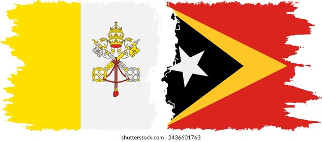 Timor-Leste - East Timor and Vatican grunge flags connection, vector