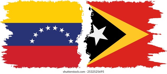 Timor-Leste - Timor Leste e Venezuela bandeiras grunge conexão, vetor