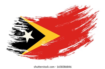 Fondo de brocha gris de la bandera de Timor Oriental. Ilustración vectorial.