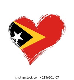 Timor-Leste flag heart-shaped grunge background. Vector illustration.