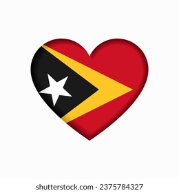 Señal en forma de corazón de la bandera de Timor Oriental. Ilustración vectorial.