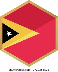 Ícone da bandeira do Timor-Leste em estilo 3D sobre fundo branco para símbolo nacional