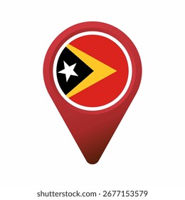 TimorLeste flag in a red map pointer flat illustration