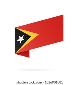 Symbol des Flaggenstaates Timor-Leste einzeln auf dem nationalen Hintergrund. Grußkarte Nationaler Unabhängigkeitstag Demokratische Republik Timor-Leste. Illustrationsbanner realistische Staatsflagge Osttimors