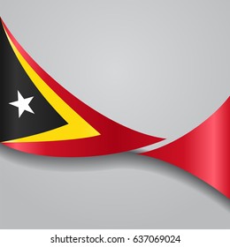 Timor-Leste flag wavy abstract background. Vector illustration.