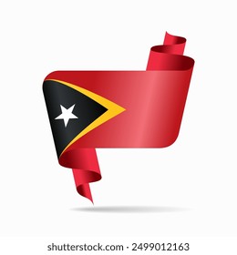 Timor-Leste flag wavy ribbon background. Vector illustration.