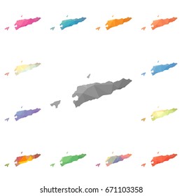 Timor-Leste geometric polygonal, mosaic style maps collection. Bright abstract tessellation, low poly style, modern design. Timor-Leste polygonal maps for your infographics or presentation.