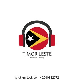 Timor-Leste Kopfhörer-Fahne, Vektorgrafik auf weißem Hintergrund. 