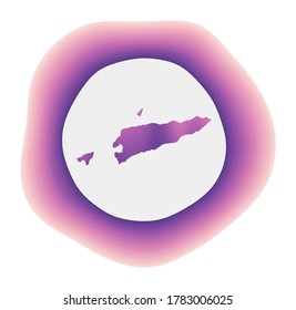 Icono de Timor Oriental. Logo de gradiente colorido del país. Signo redondeado morado de Timor Oriental con mapa para su diseño. Ilustración vectorial.