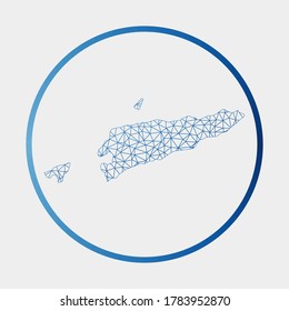 Timor-Leste icon. Network map of the country. Round Timor-Leste sign with gradient ring. Technology, internet, network, telecommunication concept. Vector illustration.