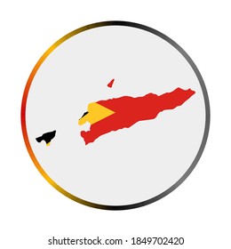 Timor-Leste icon. Shape of the country with Timor-Leste flag. Round sign with flag colors gradient ring. Amazing vector illustration.