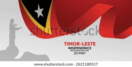 Timor-Leste Independence Restoration Day 20 May flag ribbon vector poster