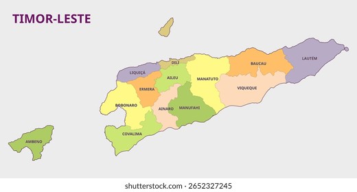 Mapa de Timor-Leste - Divisão Política