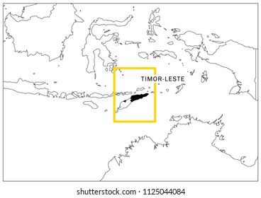 Timor-leste map in yellow frame geographic 