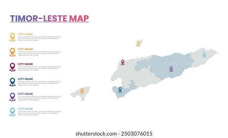 Timor-Leste Modern Map Infographic Template, Detailed infographic map of Timor-Leste Popular City