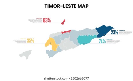 Timor-Leste Modern Map Percentage Infographic Template, Detailed infographic map of Timor-Leste