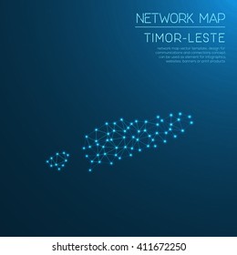 Timor-Leste network map. Abstract polygonal map design. Internet connections vector illustration.