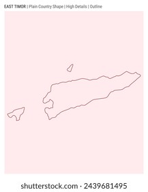 Mapa del país de Timor Oriental. Detalles altos. Estilo de esquema. Forma de Timor Oriental. Ilustración vectorial.