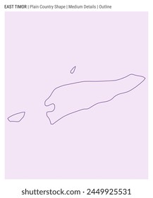 Timor-Leste plain country map. Medium Details. Outline style. Shape of Timor-Leste. Vector illustration.