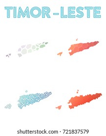 Timor-Leste polygonal map. Mosaic style maps collection. Bright abstract tessellation, geometric, low poly, modern design. Timor-Leste polygonal maps for infographics or presentation.