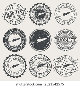Timor-Leste Conjunto de Selos. Carimbo de Viagem. Fabricado Em Produto. Design Seals Estilo Antigo Insígnia.	