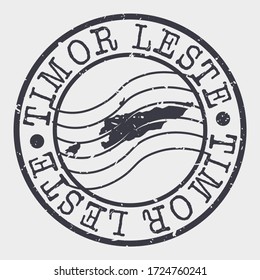 Timor-Leste Stamp Postal. A Map Silhouette Seal. Passport Round Design. Emblema Vector Icon Design Retro Travel.