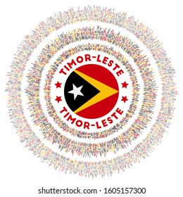 Timor-Leste symbol. Radiant country flag with colorful rays. Shiny sunburst with Timor-Leste flag. Cool vector illustration.