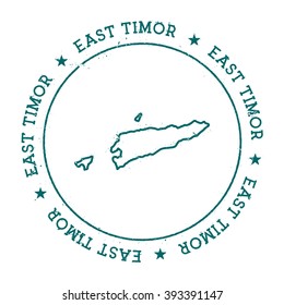 Timor-Leste vector map. Retro vintage insignia with Timor-Leste map. Distressed visa stamp with Timor-Leste text wrapped around a circle and stars. Country map vector illustration.
