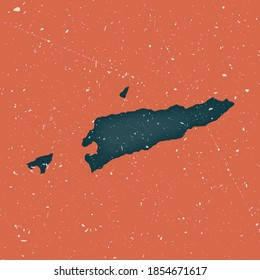 Timor-Leste vintage map. Grunge map of the country with distressed texture. Timor-Leste poster. Vector illustration.