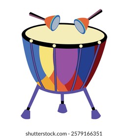 Timpani drum flat style illustration