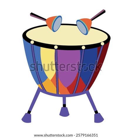 Timpani drum flat style illustration