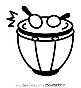 Timpani drum icon in hand drawn style 
