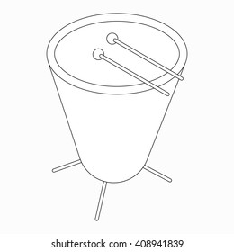 Timpani drum icon, isometric 3d style