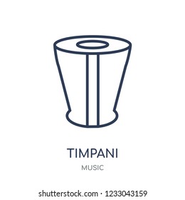 Timpani icon. Timpani linear symbol design from music collection. Simple outline element vector illustration on white background