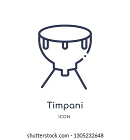 timpani icon from music outline collection. Thin line timpani icon isolated on white background.
