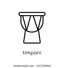 timpani icon. Trendy modern flat linear vector timpani icon on white background from thin line Music collection, outline vector illustration