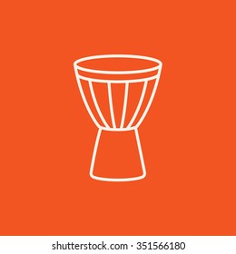 Timpani line icon for web, mobile and infographics. Vector white icon isolated on red background.