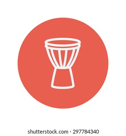 Timpani thin line icon for web and mobile minimalistic flat design. Vector white icon inside the red circle