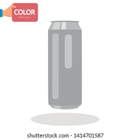 Tin beer can color vector icon. Flat design
