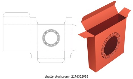 Tin box and Chinese circle shaped window die cut template