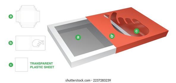 Tin box and cover with hand mini heart window die cut template