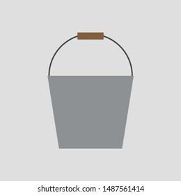 Tin Bucket icon, flat style. - Vector