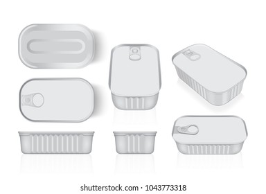 tin can from different sides mock up vector template