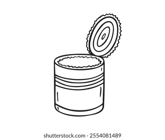 Tin can doodle hand drawn icon. Tin can camp canned drawing outline clipart. Vector illustration