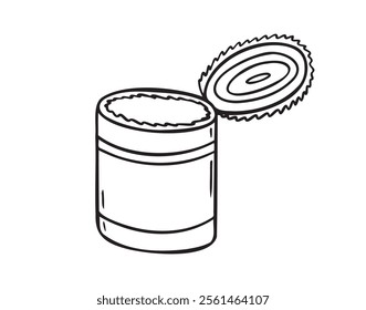 Tin can doodle hand drawn icon. Tin can camp canned drawing outline clipart. Vector illustration