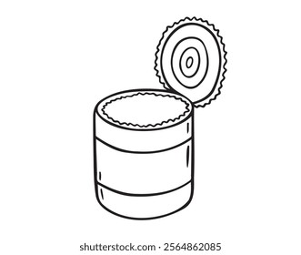 Tin can doodle hand drawn icon. Tin can camp canned drawing outline clipart. Vector illustration