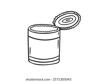 Tin can doodle hand drawn icon. Tin can camp canned drawing outline clipart. Vector illustration