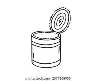 Tin can doodle hand drawn icon. Tin can camp canned drawing outline clipart. Vector illustration